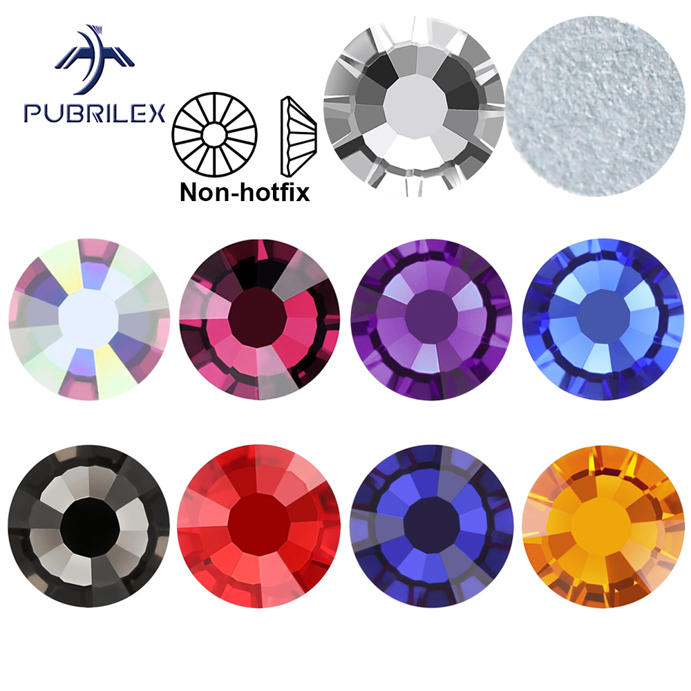 Hotfix Rhinestone Sheet - PUBRILEX ไรน์สโตนแบบไม่ใช้ฮอตฟิกซ์สติกเกอร์เล็บกลิตเตอร์สตราสสติ๊กเกอร์คริสตัลแบบแบนหินแก้ว DIY ตกแต่งเล็บ
