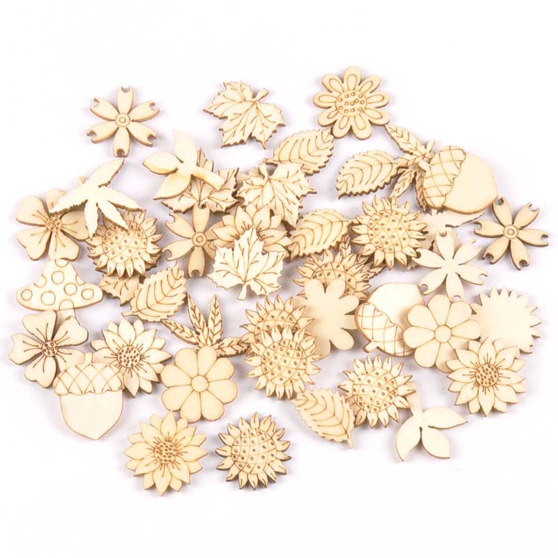 Craft Embellishment - 30ชิ้น25-30มิลลิเมตรไม้เครื่องประดับ DIY ธรรมชาติ sunflowr/ หญ้าสมุดติดรูปประดับสำหรับตกแต่งบ้าน