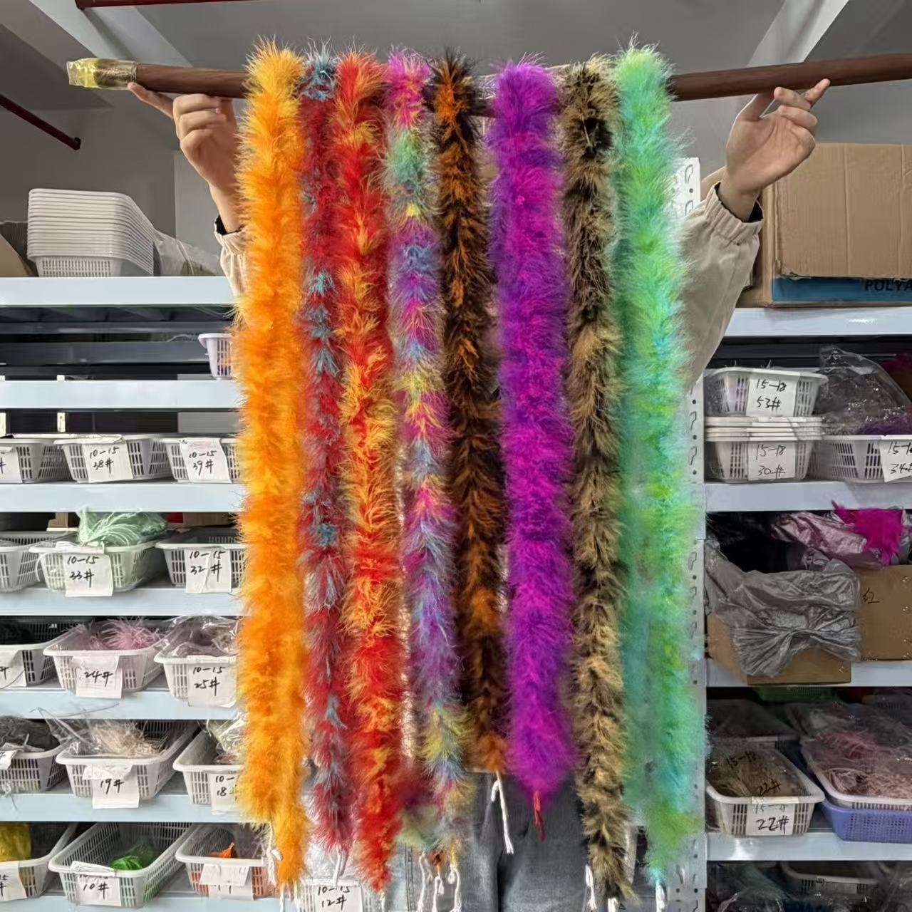 Feather Trim Marabou - ขนนกมาลาบูหลากสี 2 เมตร ขนไก่งวงบนริบบิ้น น้ำหนัก 18-20