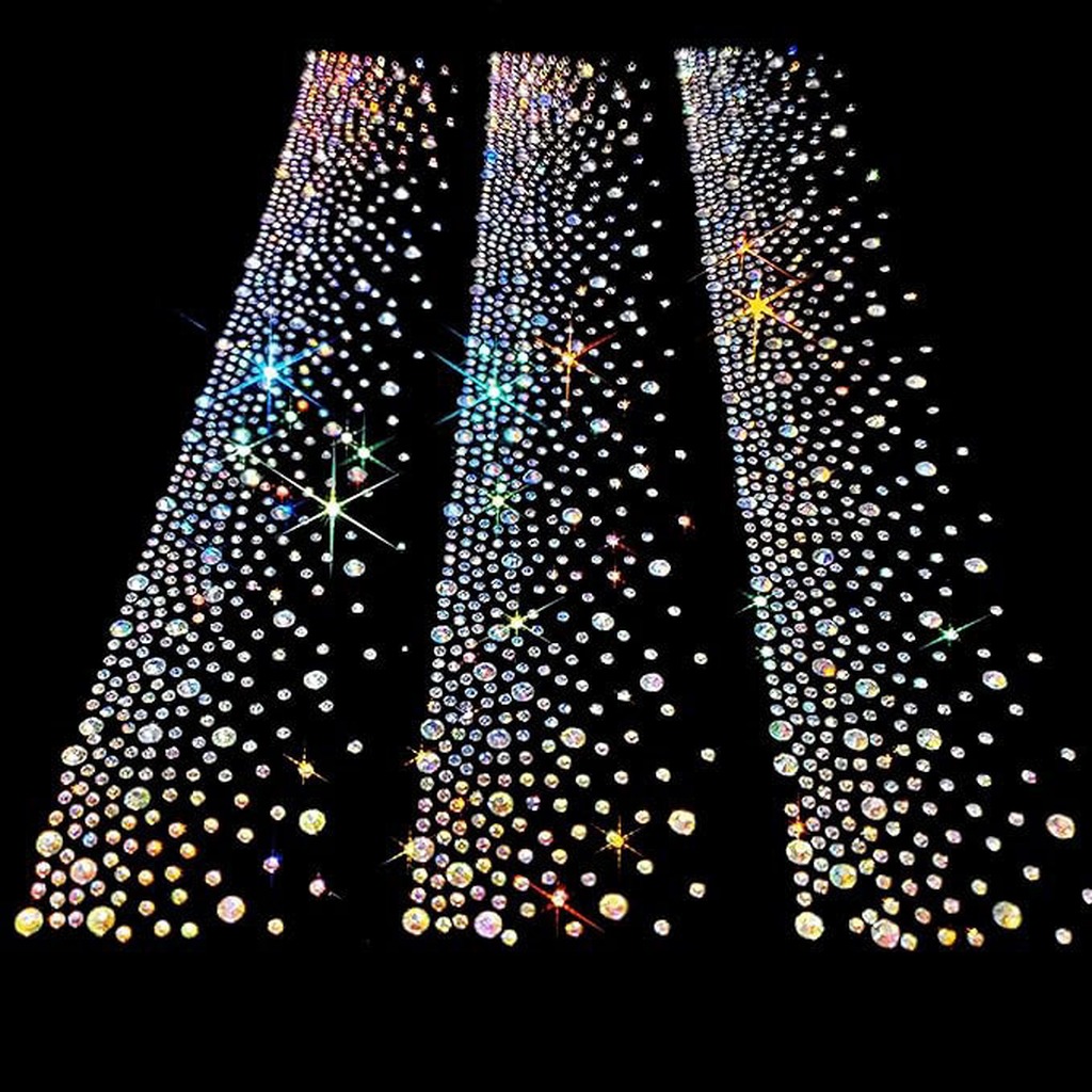 Hotfix Rhinestone Sheet - แผ่นปะติดเพชรแบบรีดร้อน ขนาดกลาง ประกายวิบวับ แผ่นปะตกแต่งผ้า DIY ใช้งานง่าย