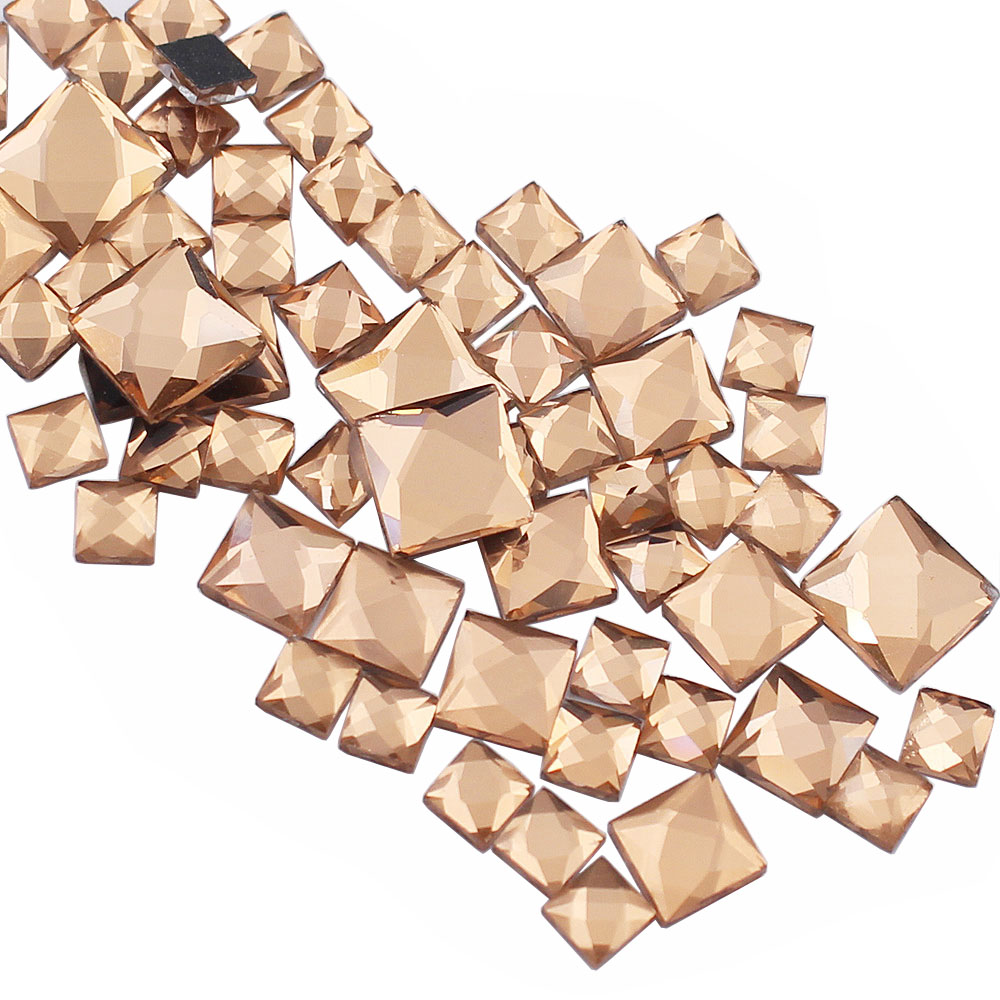 Hotfix Rhinestone Sheet - คริสตัลรูปทรงสี่เหลี่ยมขนาด 5 มม. 8 มม. 10
