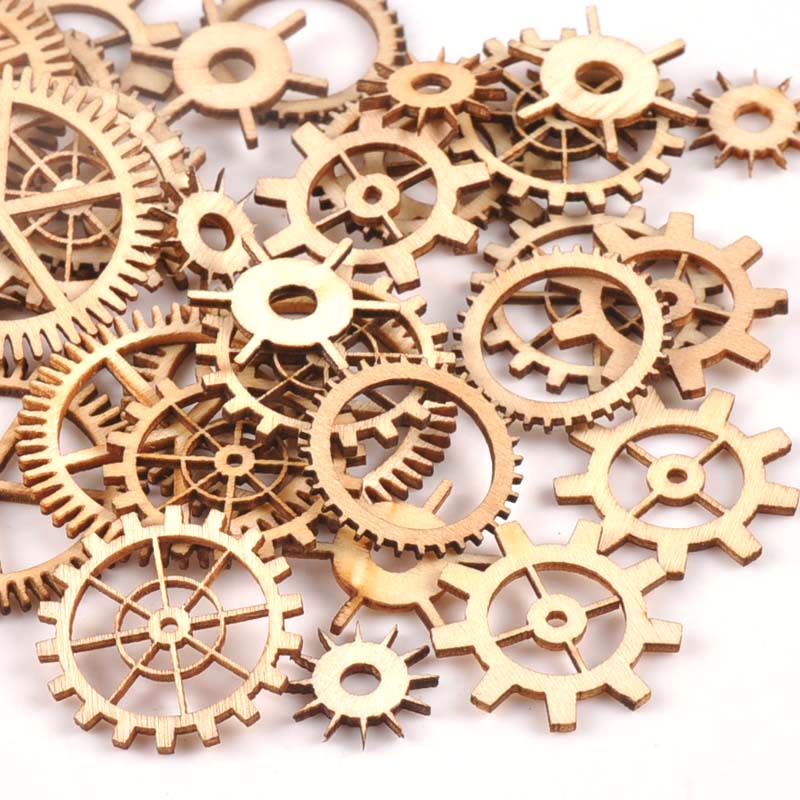 Craft Embellishment - 20-40Mm 36Pcsที่ยังไม่เสร็จไม้หัตถกรรมล้อเกียร์Scrapbooking DIYสำหรับHandmadeผสมตกแต่งบ้านไม้ธรรมชาติembellishments M1653