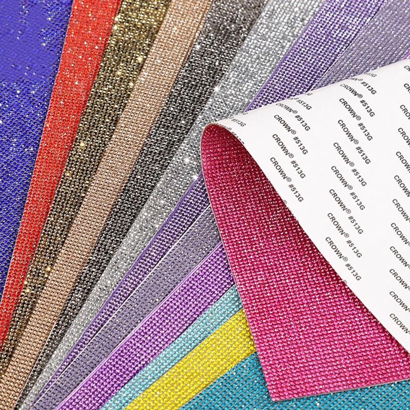 Hotfix Rhinestone Sheet - 12x20 ซม.กาว Rhinestone สติกเกอร์เทป DIY ตกแต่งสติกเกอร์เพชรสําหรับศิลปะหัตถกรรม