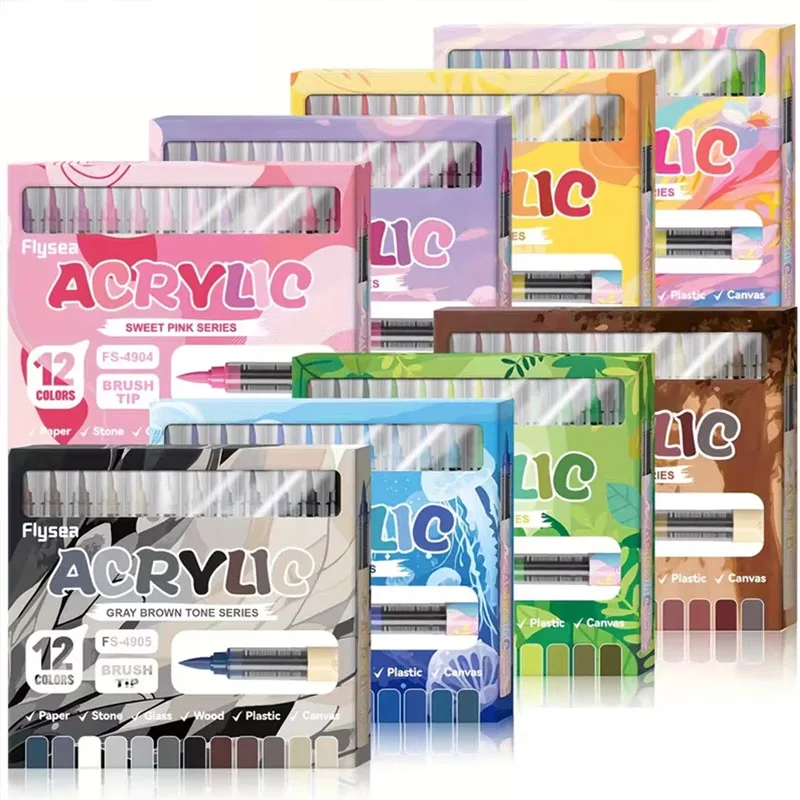 Copic Marker Sketch - ปากกามาร์กเกอร์อะคริลิค 12 สี หัวปากกาแปรงขนนุ่ม 8 ระบบสี