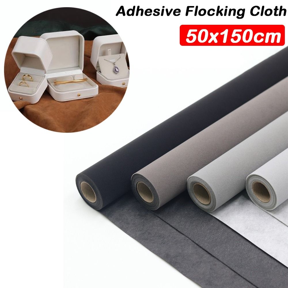 Velvet Ribbon Roll - ผ้ากำมะหยี่แบบมีกาวในตัว ขนาด 50x150 ซม. เนื้อหนานุ่ม สำหรับบุแผ่นรองโชว์เครื่องประดับ