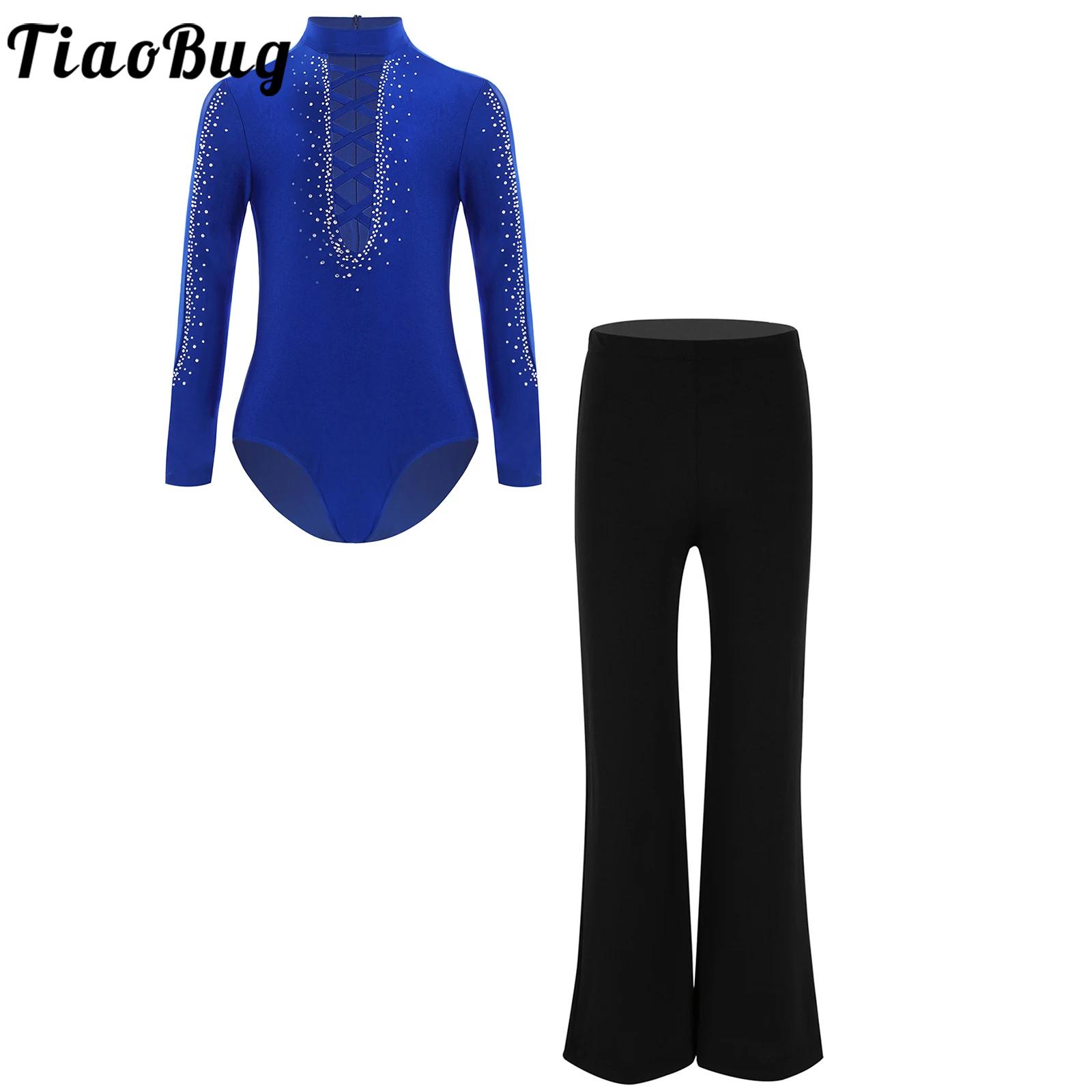 Rhinestone Banding Trim - เด็กชุดเต้นรําละติน Strappy ด้านหน้า Glittery Rhinestones Leotard