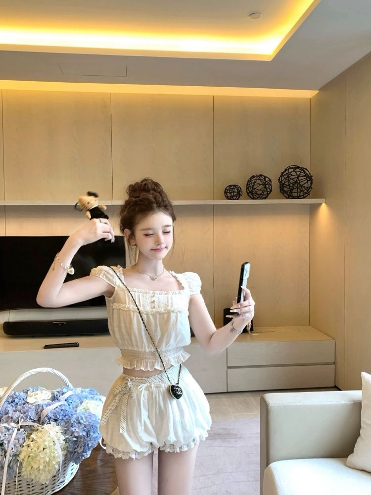 ชุดเซ็ต 2 ชิ้น สไตล์หวานซ่อนเป - Elastic Lace Trim บทวิจารณ์และราคา