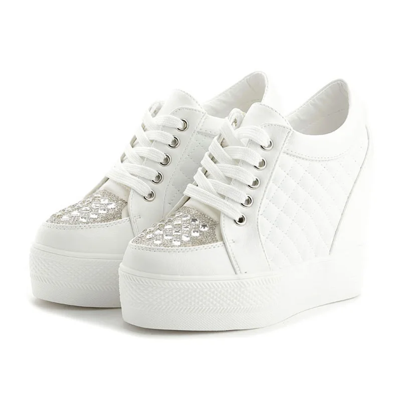 รองเท้าแพลตฟอร์มรองเท้าผ้าใบแฟ - Crystal Mesh Fabric บทวิจารณ์และราคา