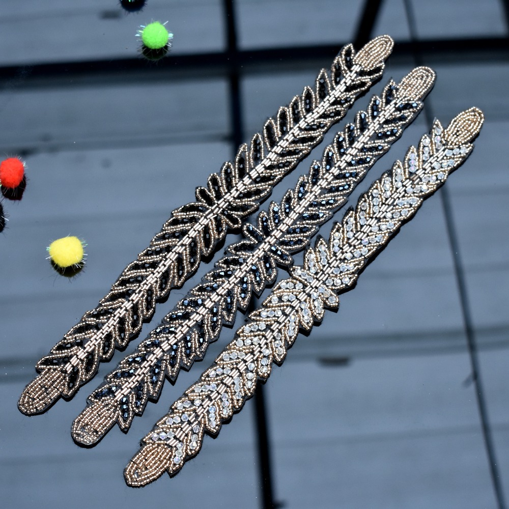 ใบยาว leaf handmade applique ค - Beaded Trim Fringe บทวิจารณ์และราคา