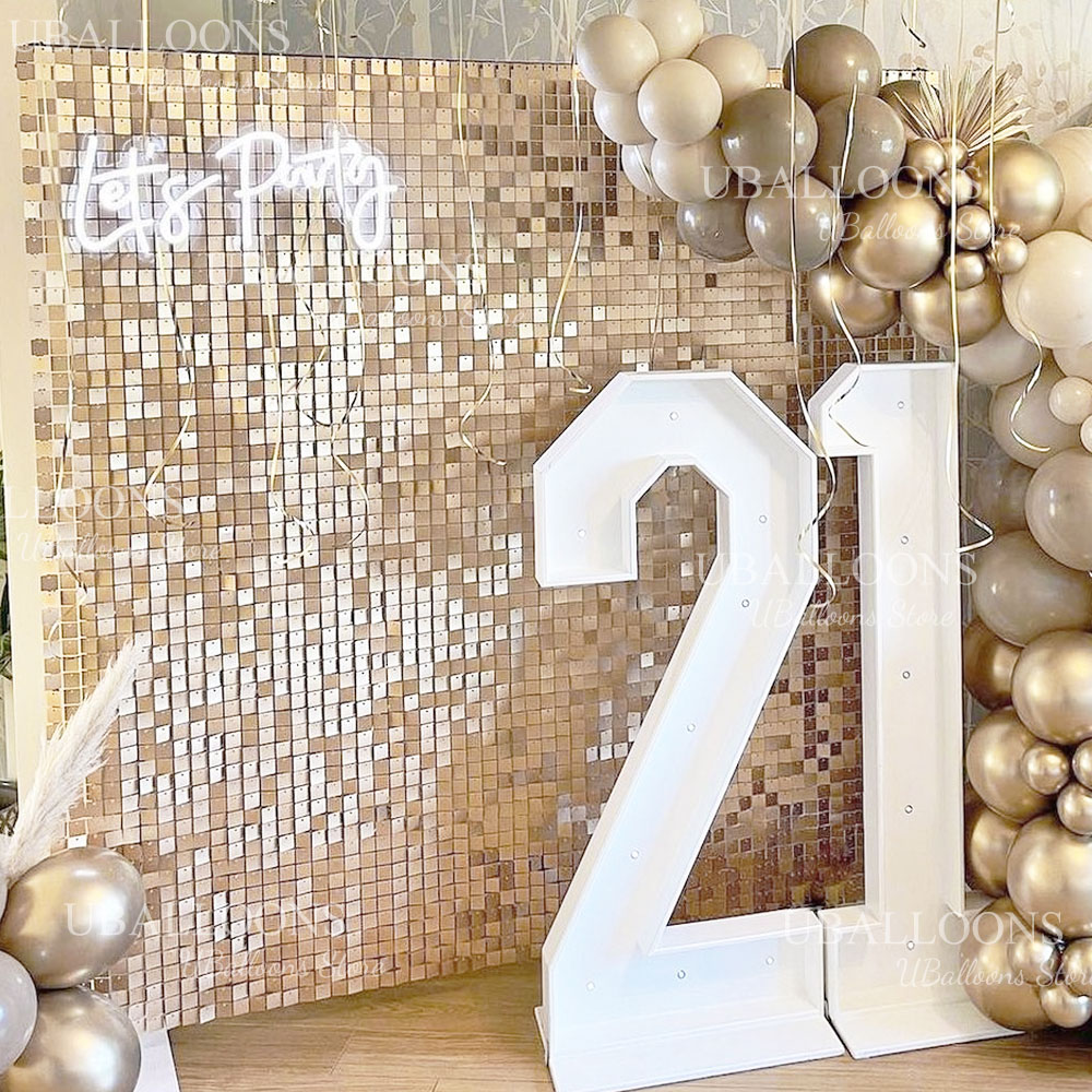 แผงผ้าประดับเลื่อมสีทองเบจแบบด - Sequin Fabric Panel บทวิจารณ์และราคา
