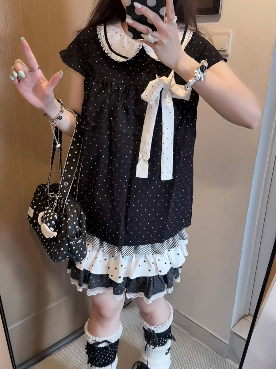 ชุดเซ็ต 2 ชิ้นสไตล์ Y2K คาวาอี - Lace Ribbon Trim บทวิจารณ์และราคา