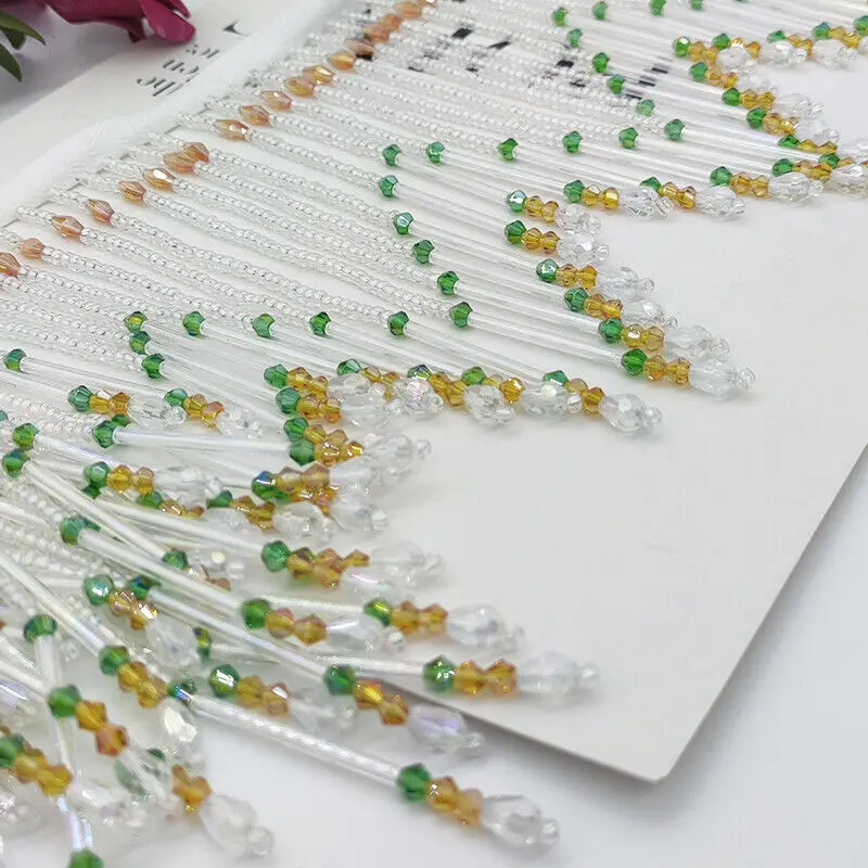 แก้วหลอด Fringe พู่ 16 ซม.Trim - Beaded Trim Fringe บทวิจารณ์และราคา
