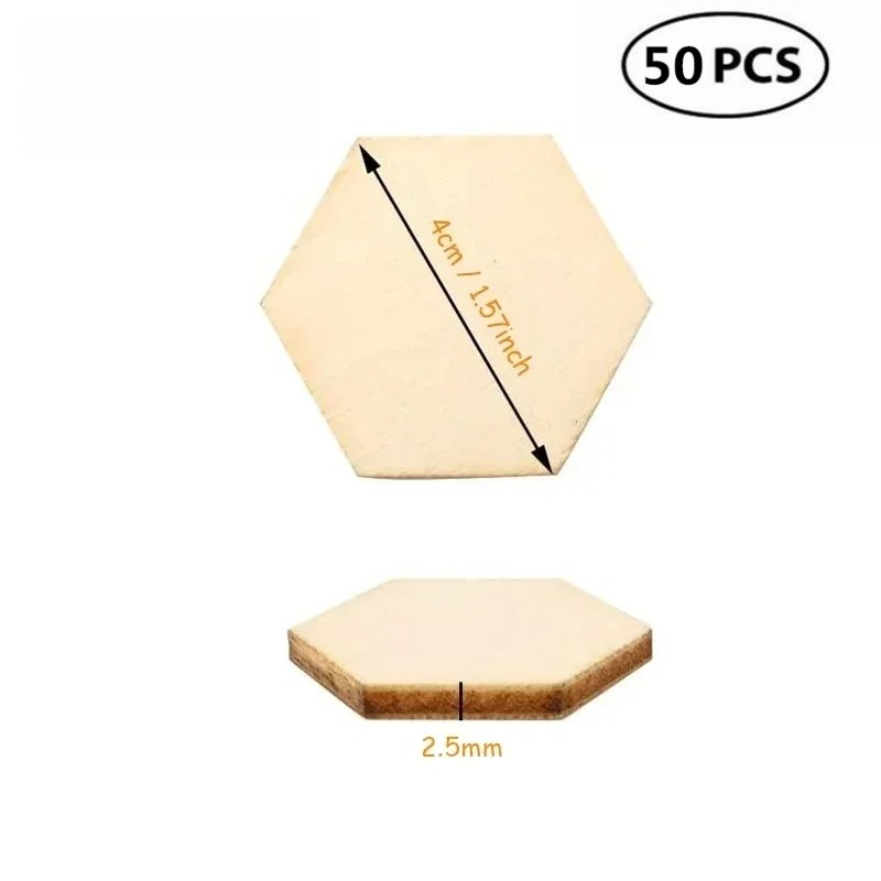 ชิ้นงานไม้หกเหลี่ยมขนาด 4 ซม.  - Craft Embellishment บทวิจารณ์และราคา