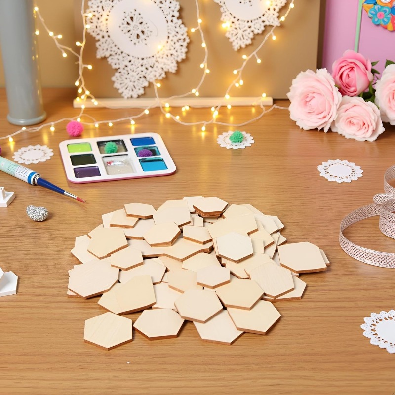 ชิ้นงานไม้หกเหลี่ยมขนาด 4 ซม.  - Craft Embellishment บทวิจารณ์และราคา