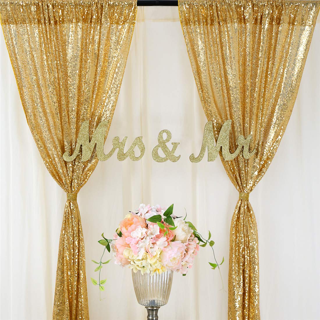 2PCS ทองเลื่อมปาร์ตี้ฉากหลังผ้ - Sequin Fabric Panel บทวิจารณ์และราคา