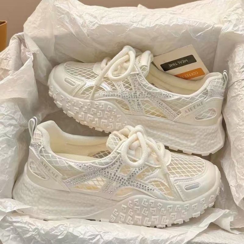 รองเท้าผ้าใบผู้หญิงแบบสวมใส่สบ - Crystal Mesh Fabric บทวิจารณ์และราคา