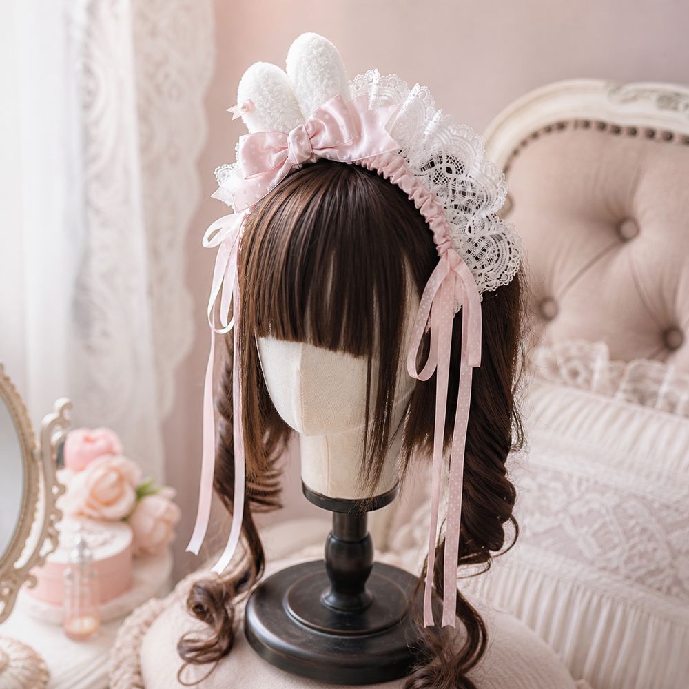 ที่คาดผมลายจุดพร้อมโบว์และหูกร - Lace Ribbon Trim บทวิจารณ์และราคา