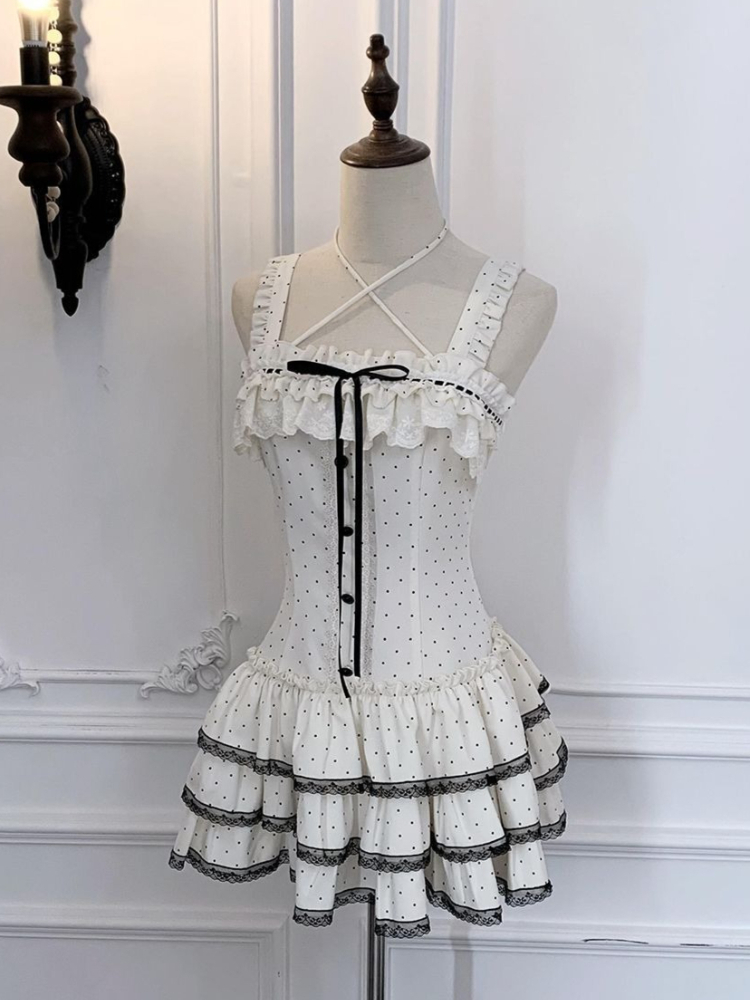 ชุดเดรสสายเดี่ยวคอเหลี่ยมสไตล์ - Elastic Lace Trim บทวิจารณ์และราคา