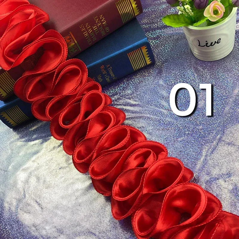 5 หลาจีบ Ruffled Trim เงาซาติน - Lace Ribbon Trim บทวิจารณ์และราคา